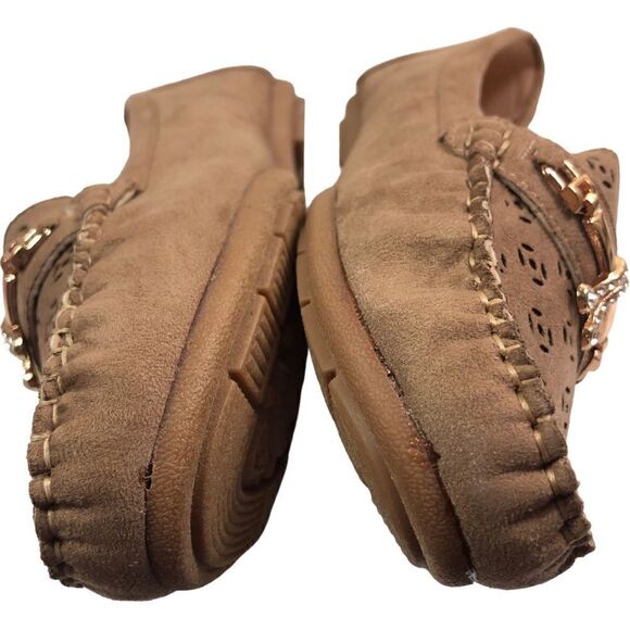 Tan Suede Perforated Slip On Moccasin - Picture 6 of 10
